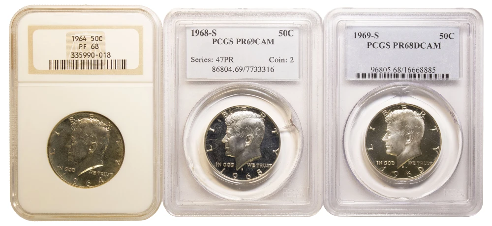 Certified Threesome of Kennedy Half Dollars