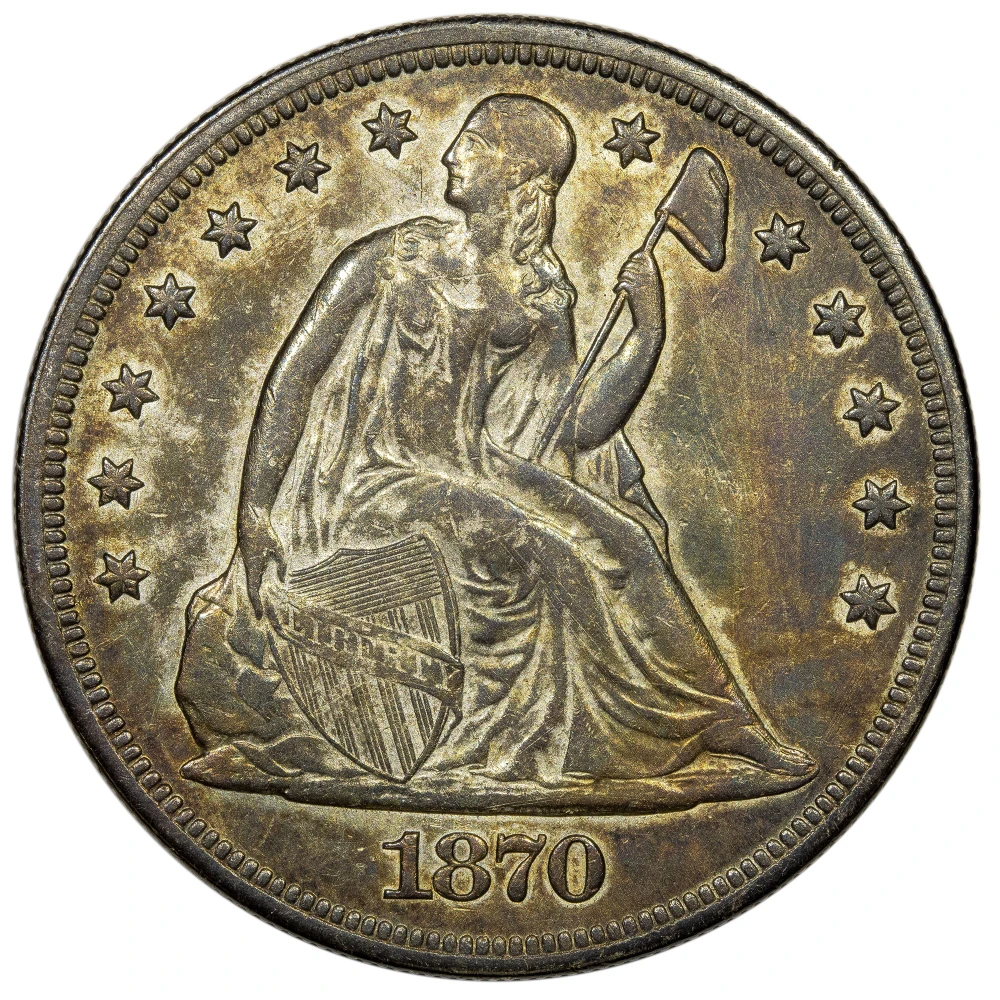 AU-50 Details 1870-CC Seated Dollar