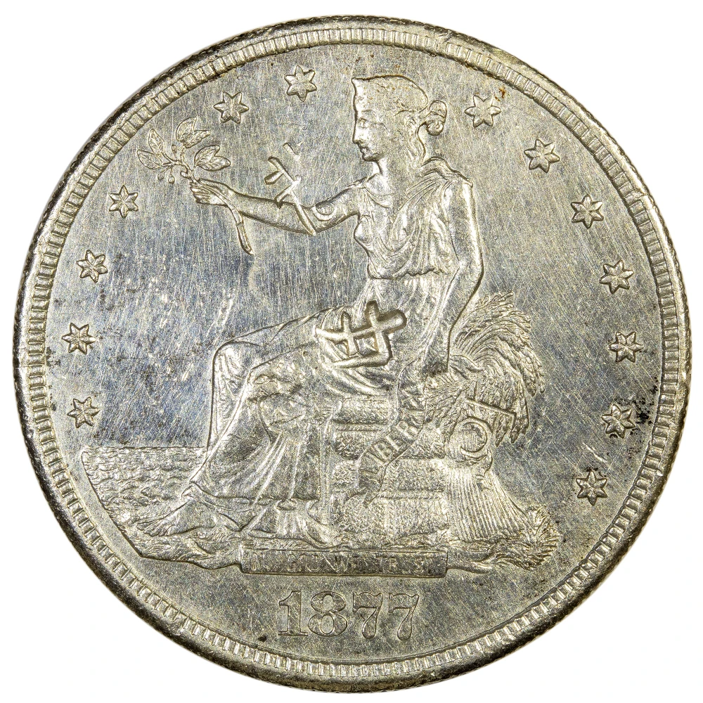 Unc Details Chop Marked 1877-S Trade Dollar