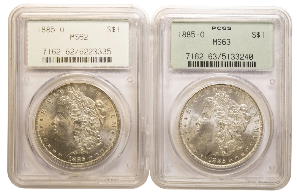 PCGS-Certified 1885-O Morgan Dollar Duo