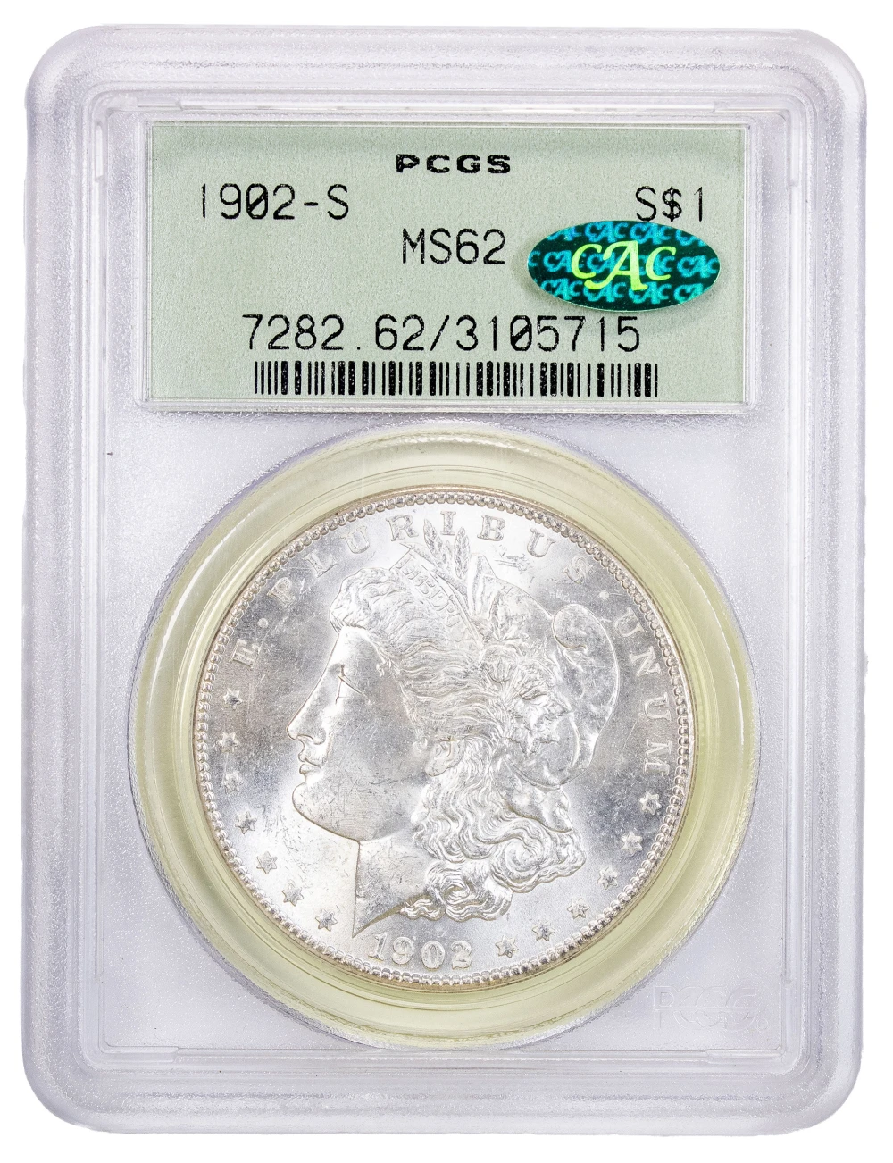 PCGS MS-62 CAC 1902-S Morgan Dollar
