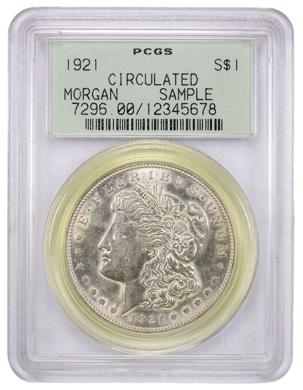 1921 Morgan Dollar In PCGS Sample Holder