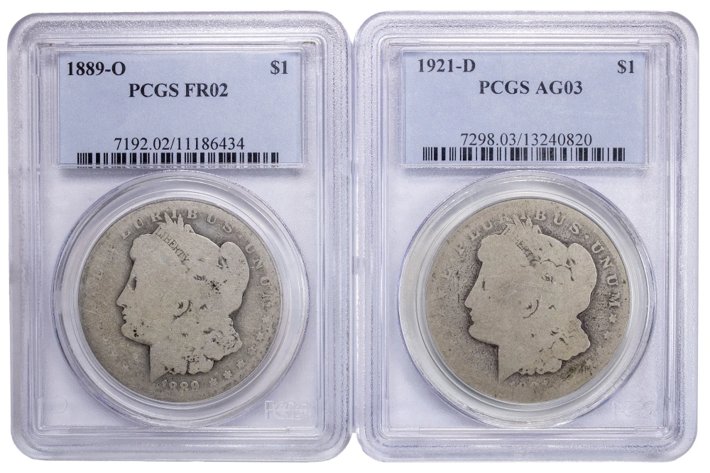 Pair Of PCGS "Low Ball" Morgan Dollars