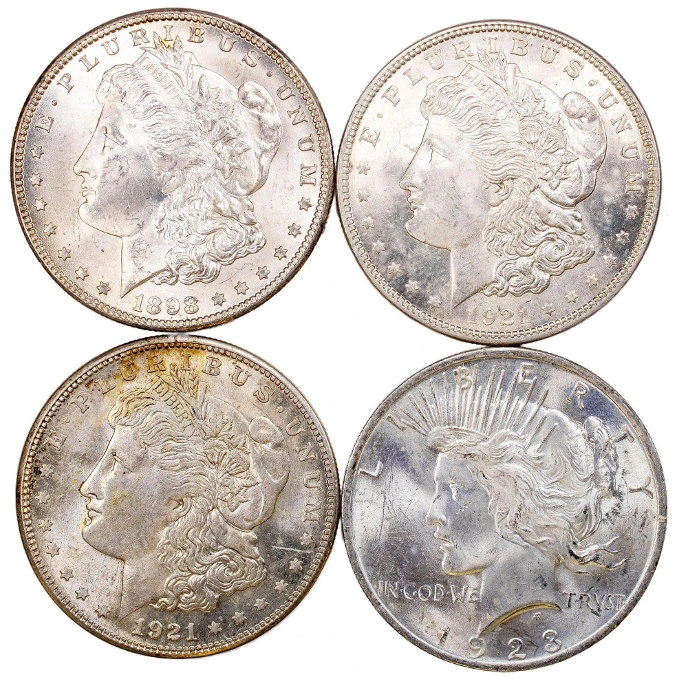 4 Piece UNC Silver Dollar Lot