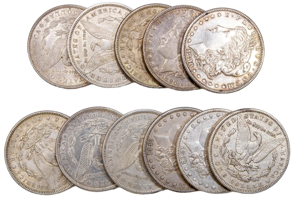 11 EF Pre-21 Morgan Dollars