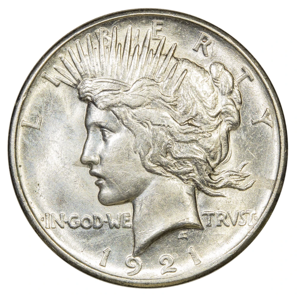 AU-58 1921 Peace $1