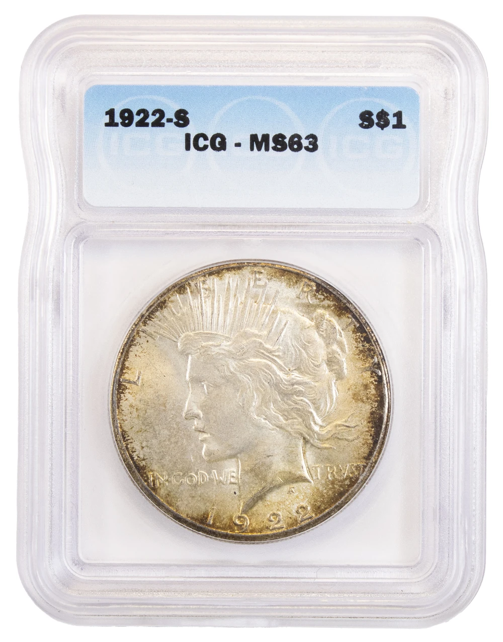 ICG MS-63 Toned 1922-S Peace $1
