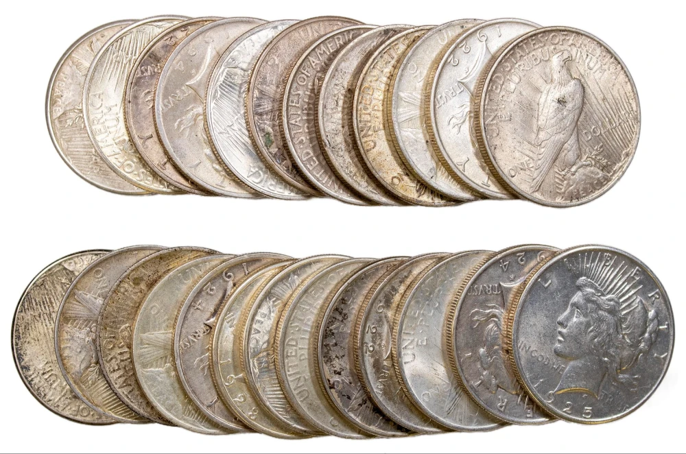 25 Pieces Mixed Peace Dollars