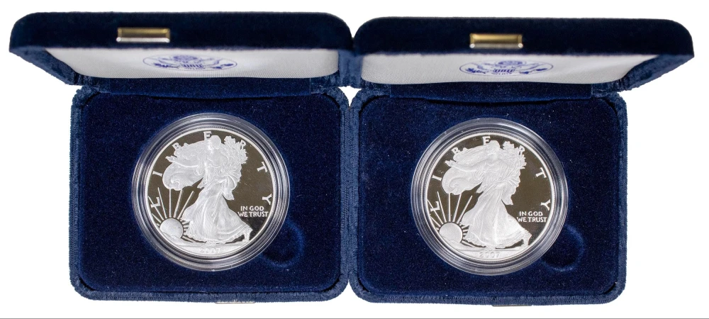 Pair Of 2007 Proof Silver Eagles