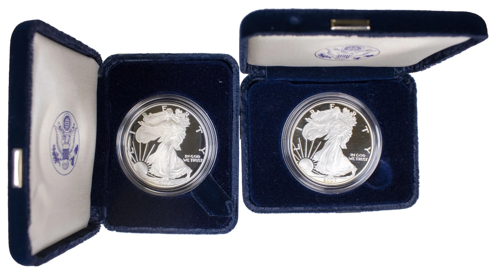 Pair of Proof American Silver Eagle $1