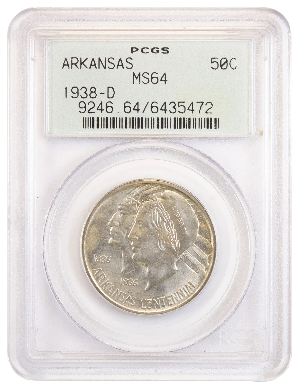 PCGS MS-64 1938-D Arkansas Half Dollar