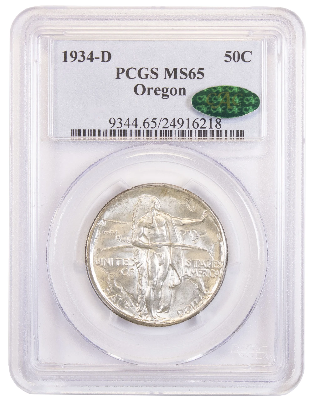 PCGS MS-65 CAC 1934-D Oregon Trail Half Dollar