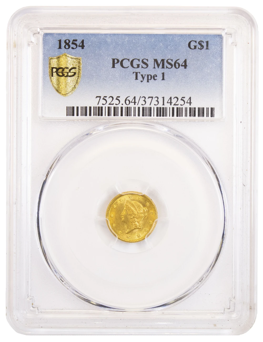 PCGS MS-64 1854 $1 Gold Type I