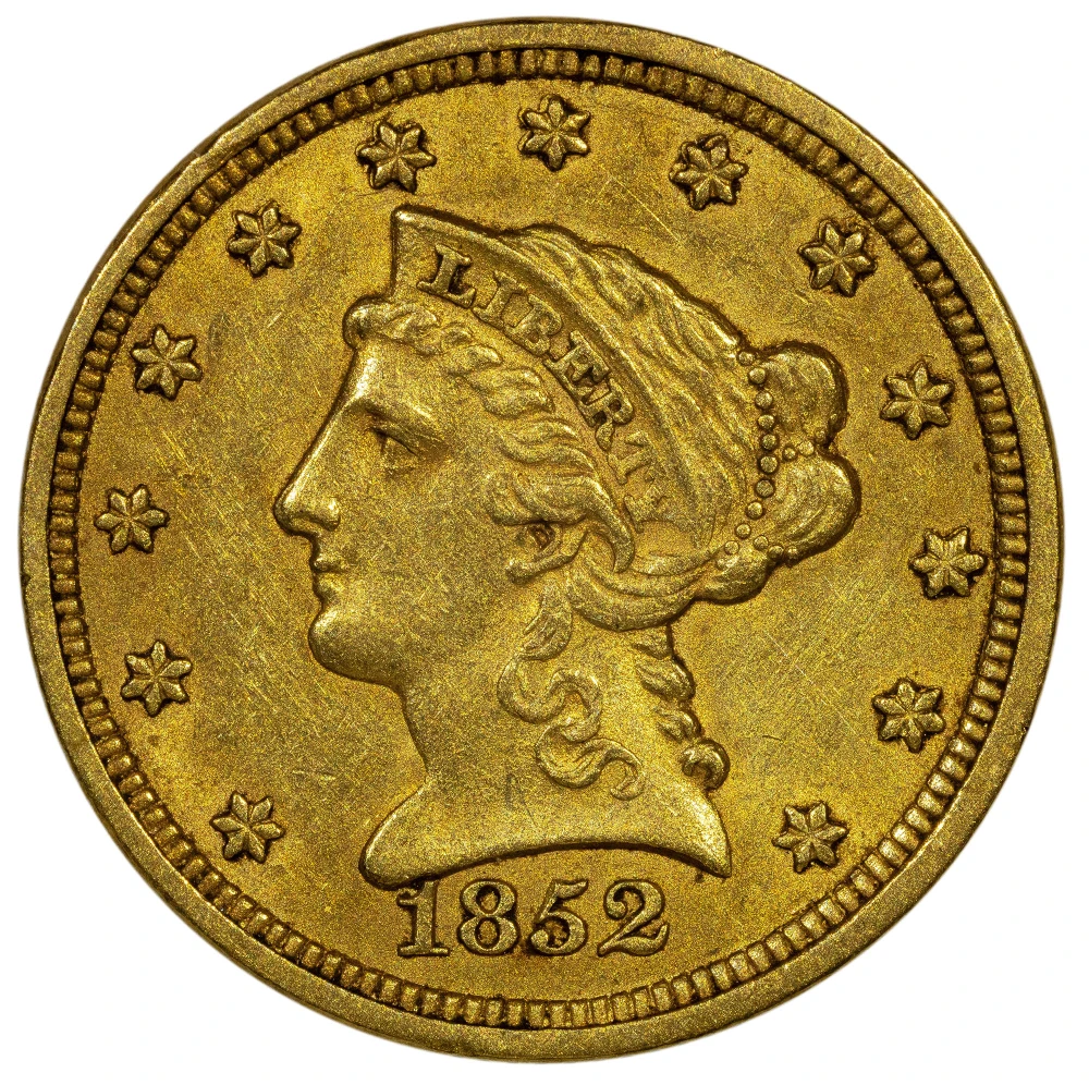 AU-50+ 1852 $2.50 Gold Liberty