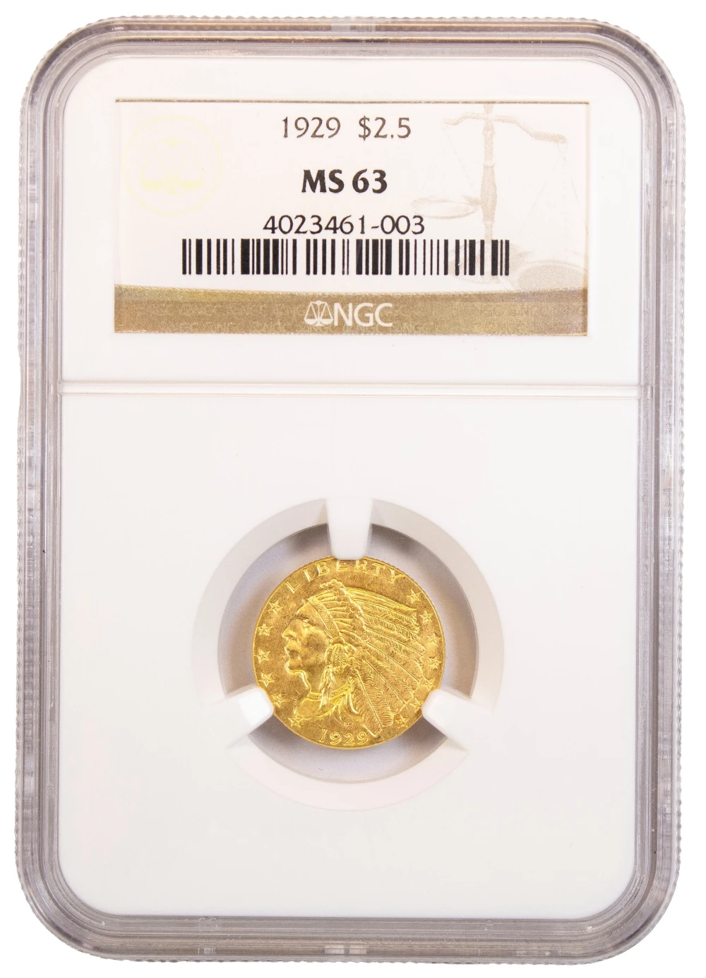 NGC MS-63 1929 $2.50 Gold Indian