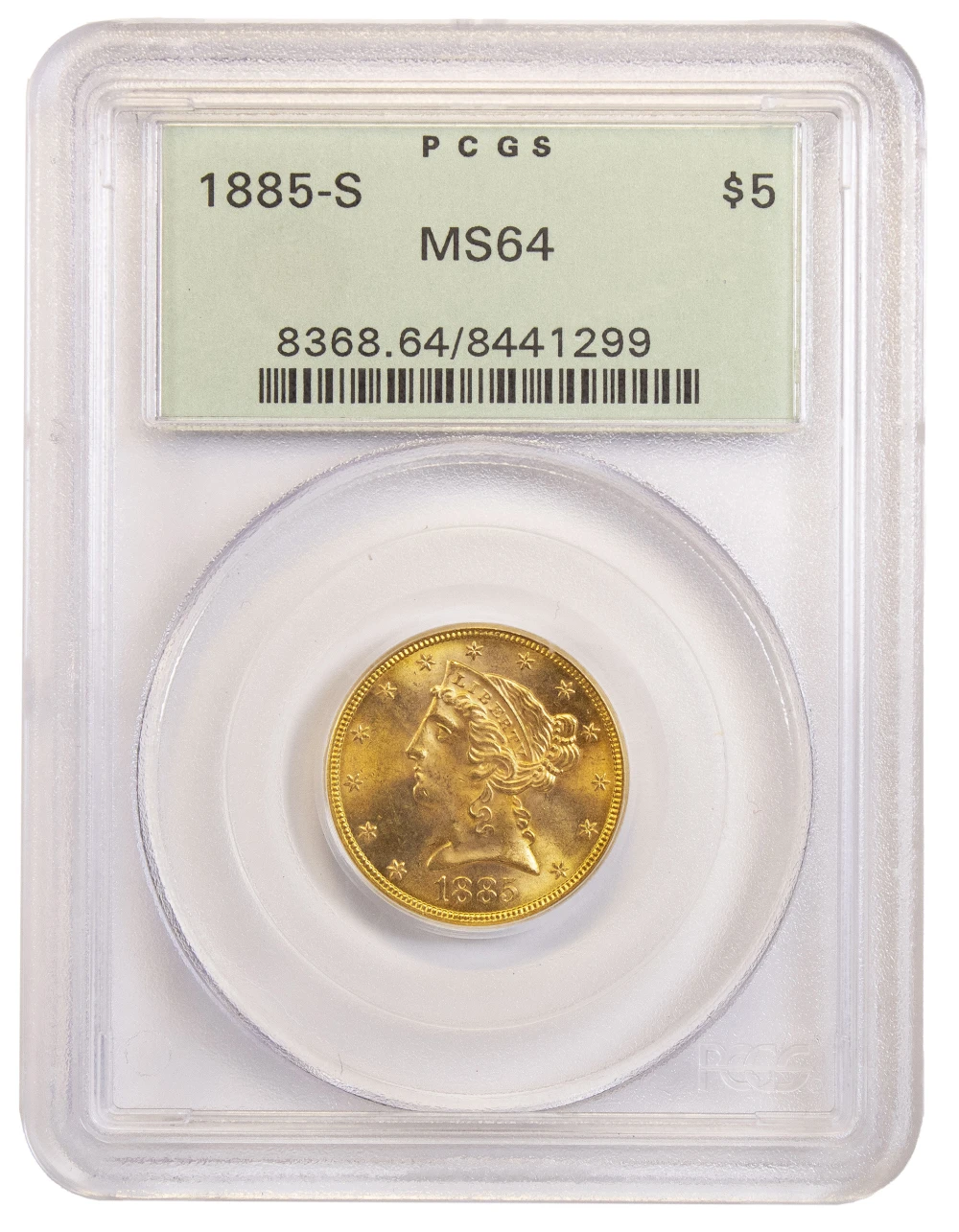 PCGS MS-64 1885-S $5 Gold Liberty
