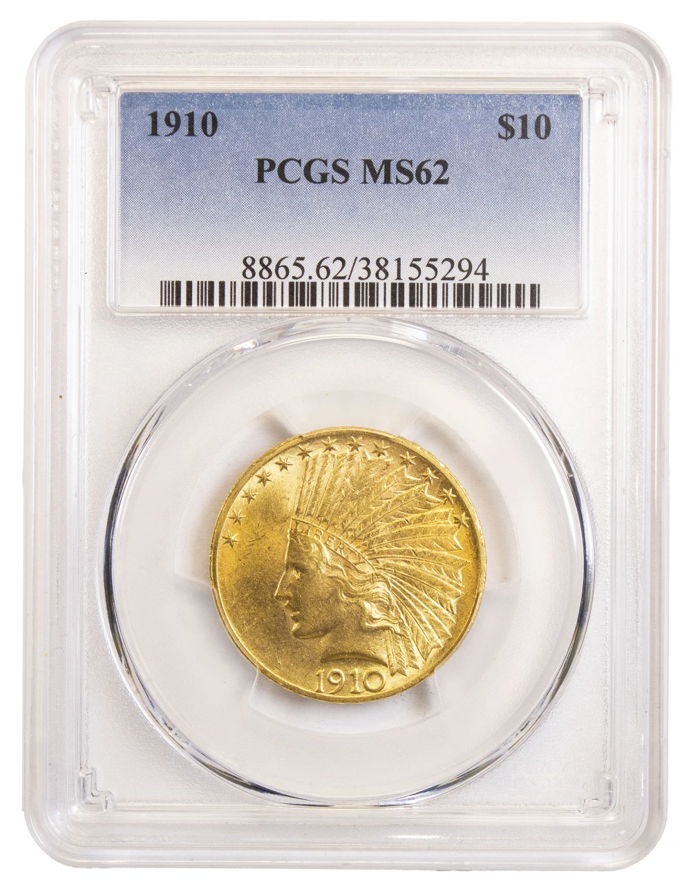 PCGS MS-62 1910 $10 Gold Indian