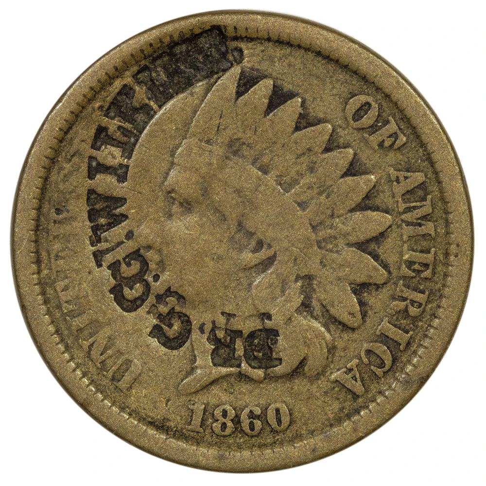 Dr. G.G. Wilkins Counterstamped 1860 Cent