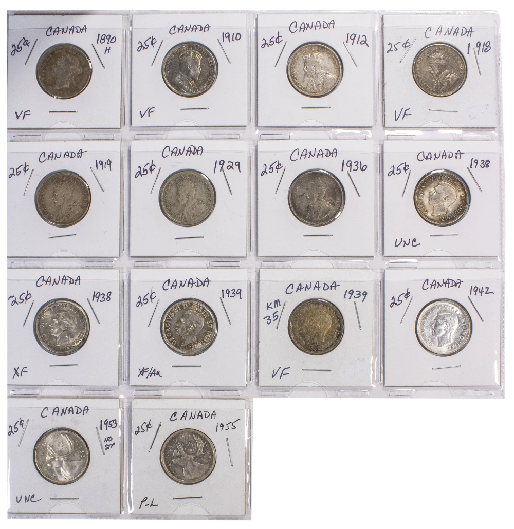 Canada. VF to Uncirculated 25-Cents Group