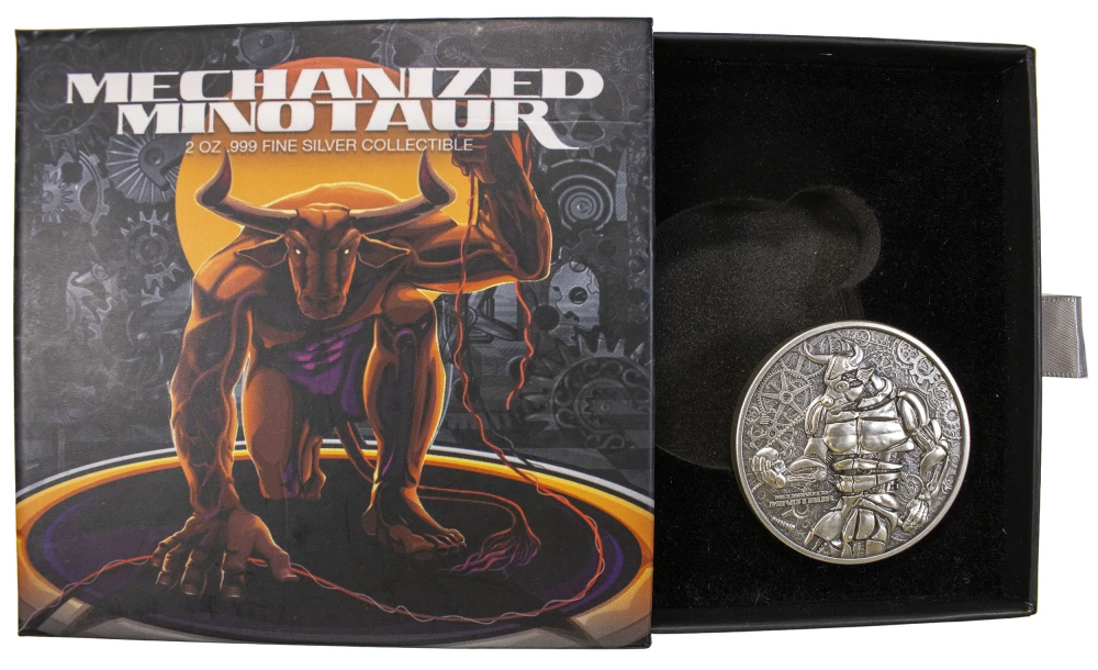 Chad. 2022 2 oz Silver Mechanized Minotaur Coin