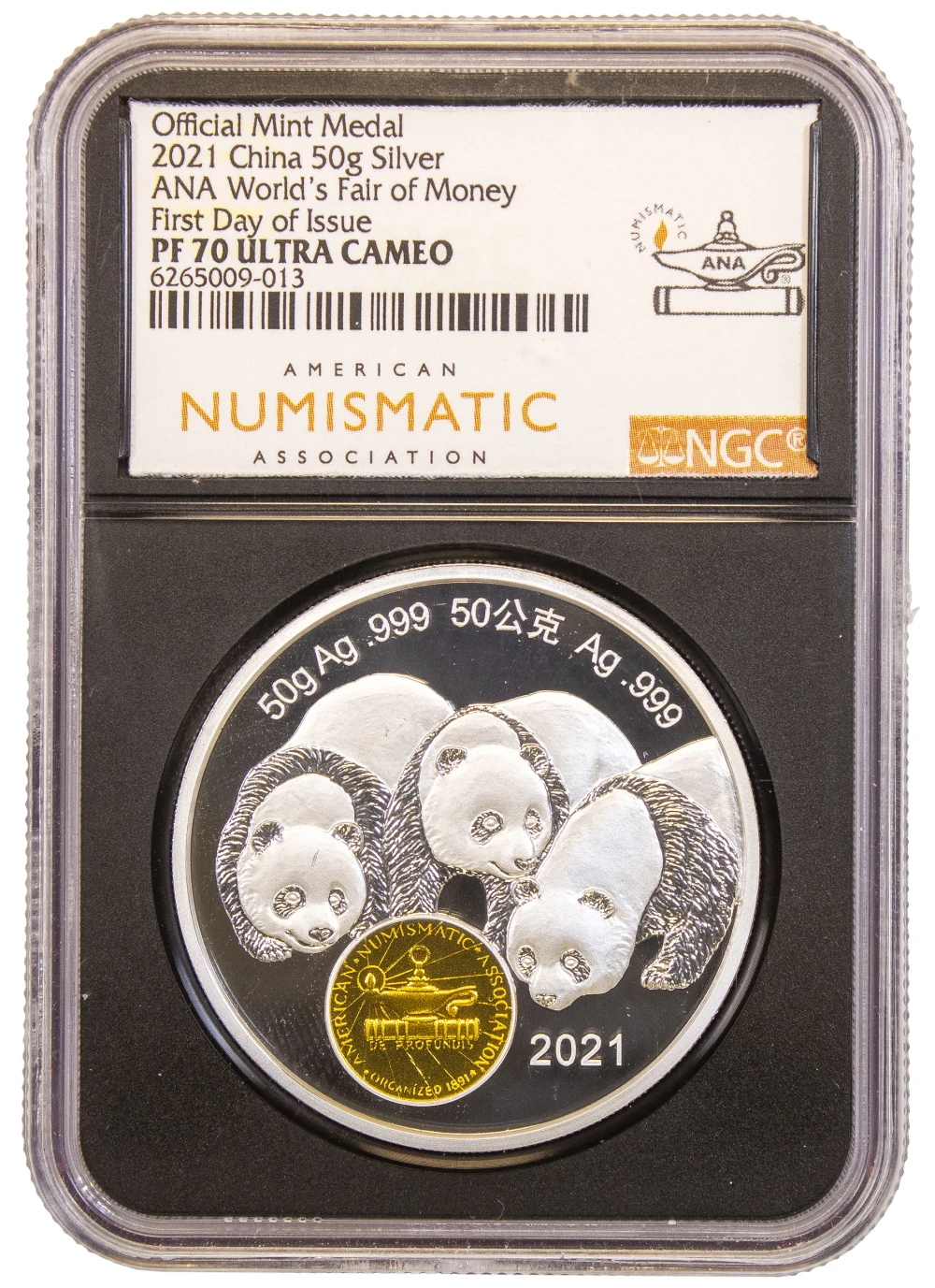 China. NGC Proof-70 Ultra Cameo 2021 50G