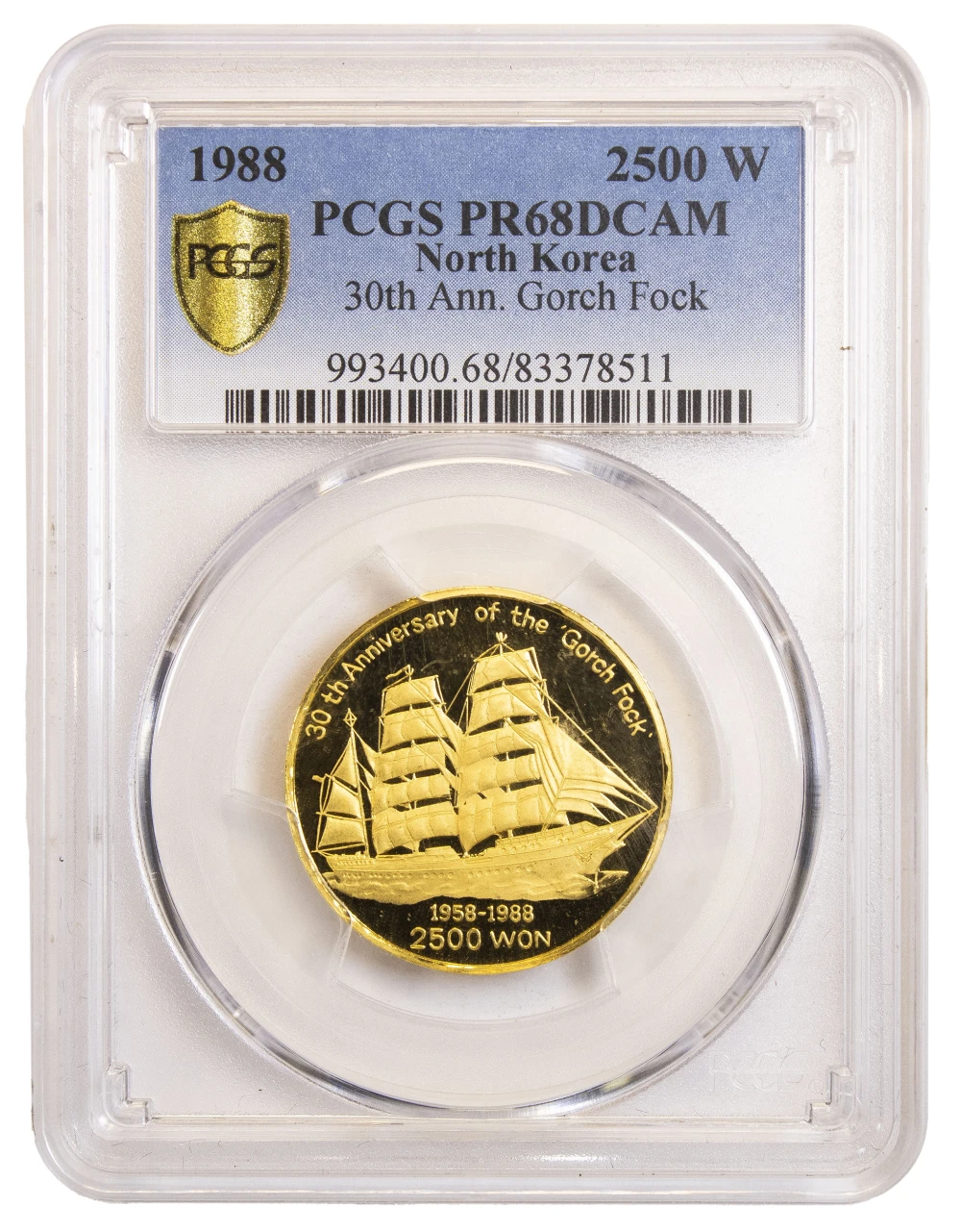 N. Korea. PCGS Proof-68 DCAM 1988 Gold 2,500 Won