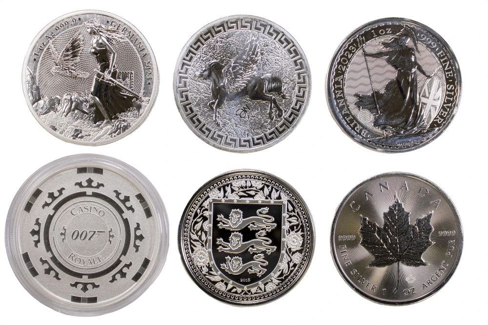 Unc Mix of World One Ounce Silver Rounds