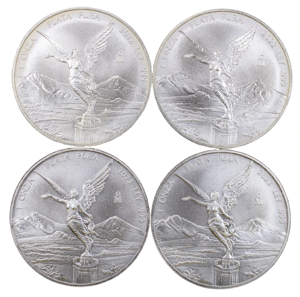 Four Unc Mexico Silver Libertads